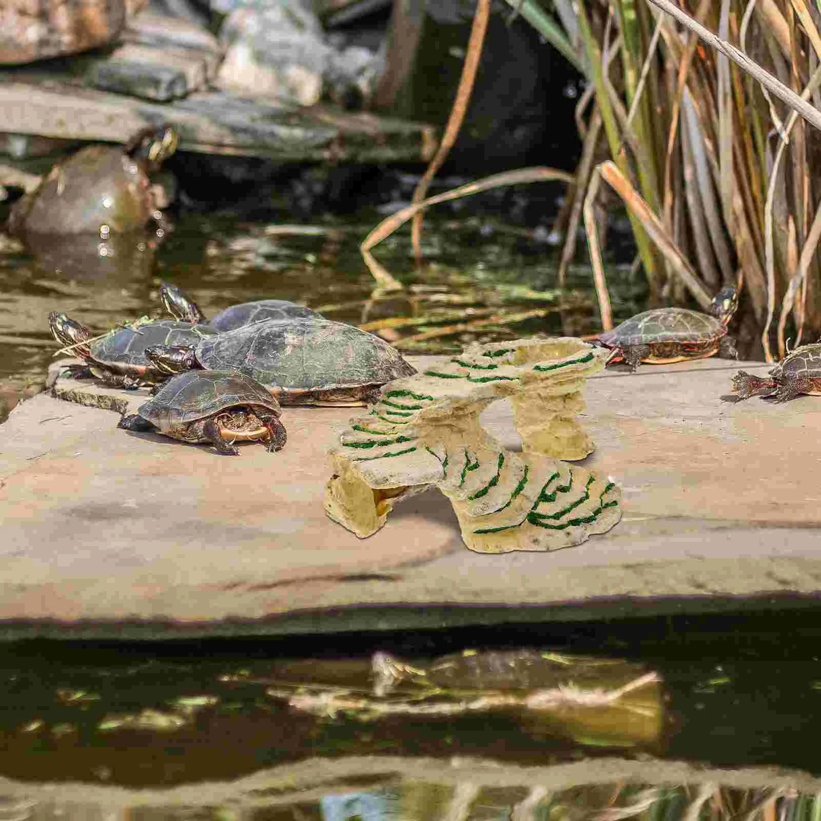 

Pet Climbing Reptiles Tank Platform Desktop Basking Hiding Cave Indoor Tortoise Delicate Turtle Ramp Resin Sea