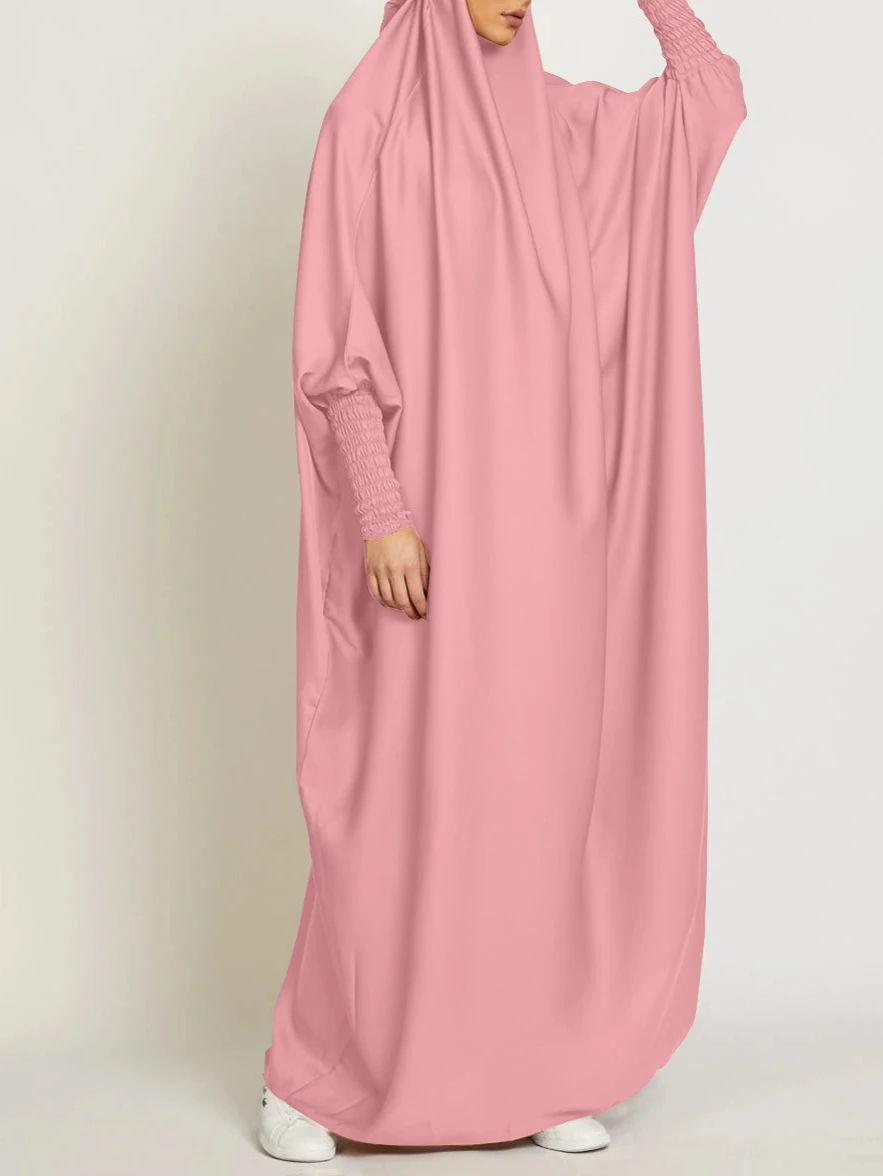 Robe Abaya à manches froncées pour le Ramadan, robe longue pour le printemps et l\'automne, vêtements islamiques pour femmes