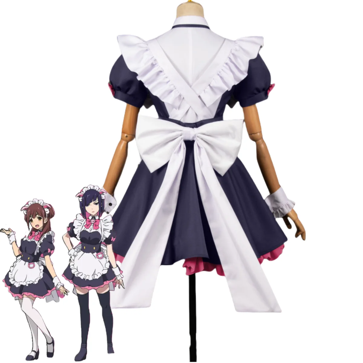 Anime Akiba Maid War Wahira Nagomi Mannen Ranko Cosplay Costume Maid Dress Lolita Skirt Wig Woman Lovely Birthday Party Suit