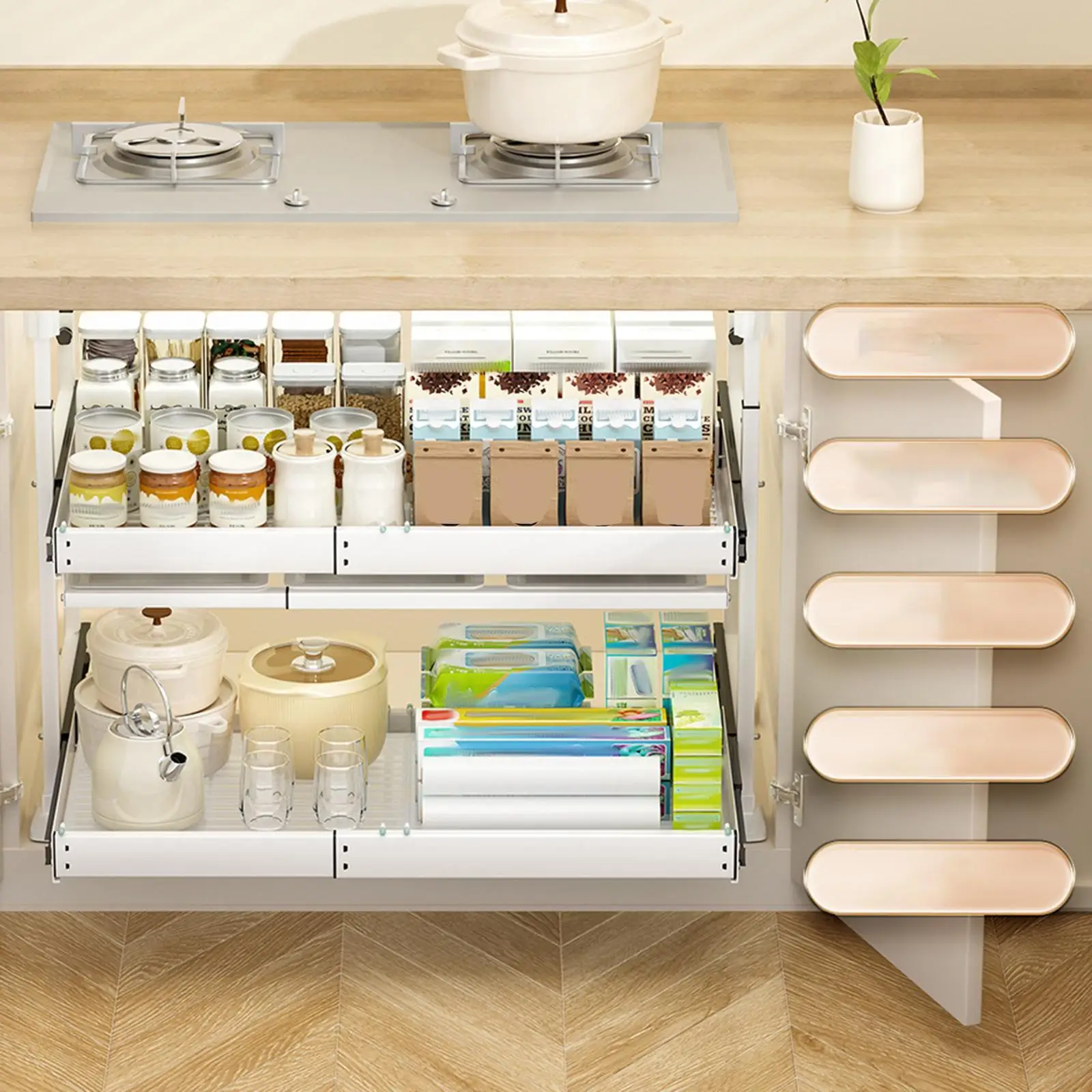 

Cabinet Organizer Heavy Duty Kitchen Cabinet Rack Slide Out Storage Drawer