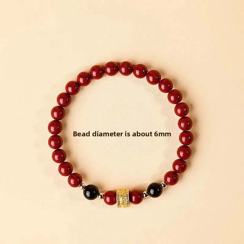 Putuo Mountain Genuine Cinnabar Beaded Bracelet High Content Purple Gold Sand Obsidian Blessing Fortune Unisex Zodiac Year Gift
