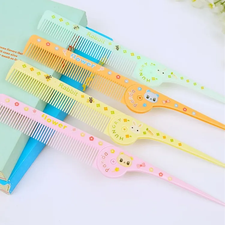 Baby Hair Care Brushes Anti-frizz Hairdressing Supplies Cute Cartoon Plastic Folding Portable Pointed Tail Comb for Kids Girls