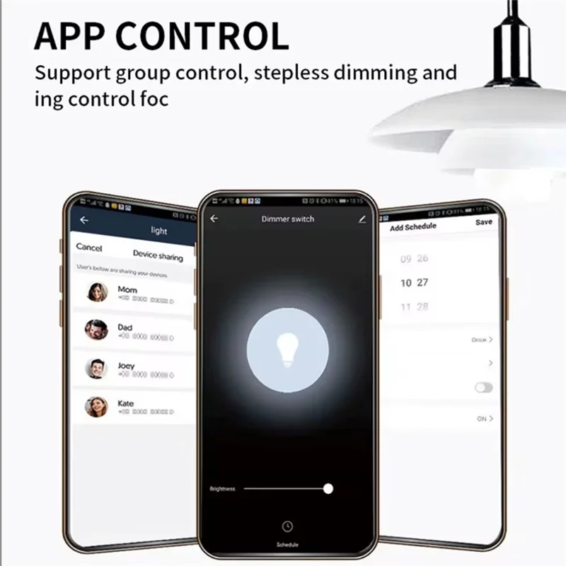 【EN Stock】 Regulador de intensidad LED Smart Wifi Life estándar de EE. UU. Interruptor de pared con atenuación táctil inalámbrico funciona con Alexa Google Home