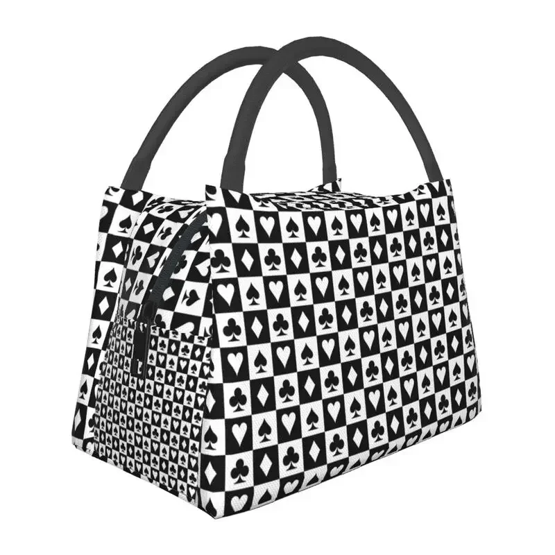 

Playing Card Suits Checkerboard Lunch Box for Women Checkered Thermal Cooler Food Insulated Lunch Bag Office Pinic Container