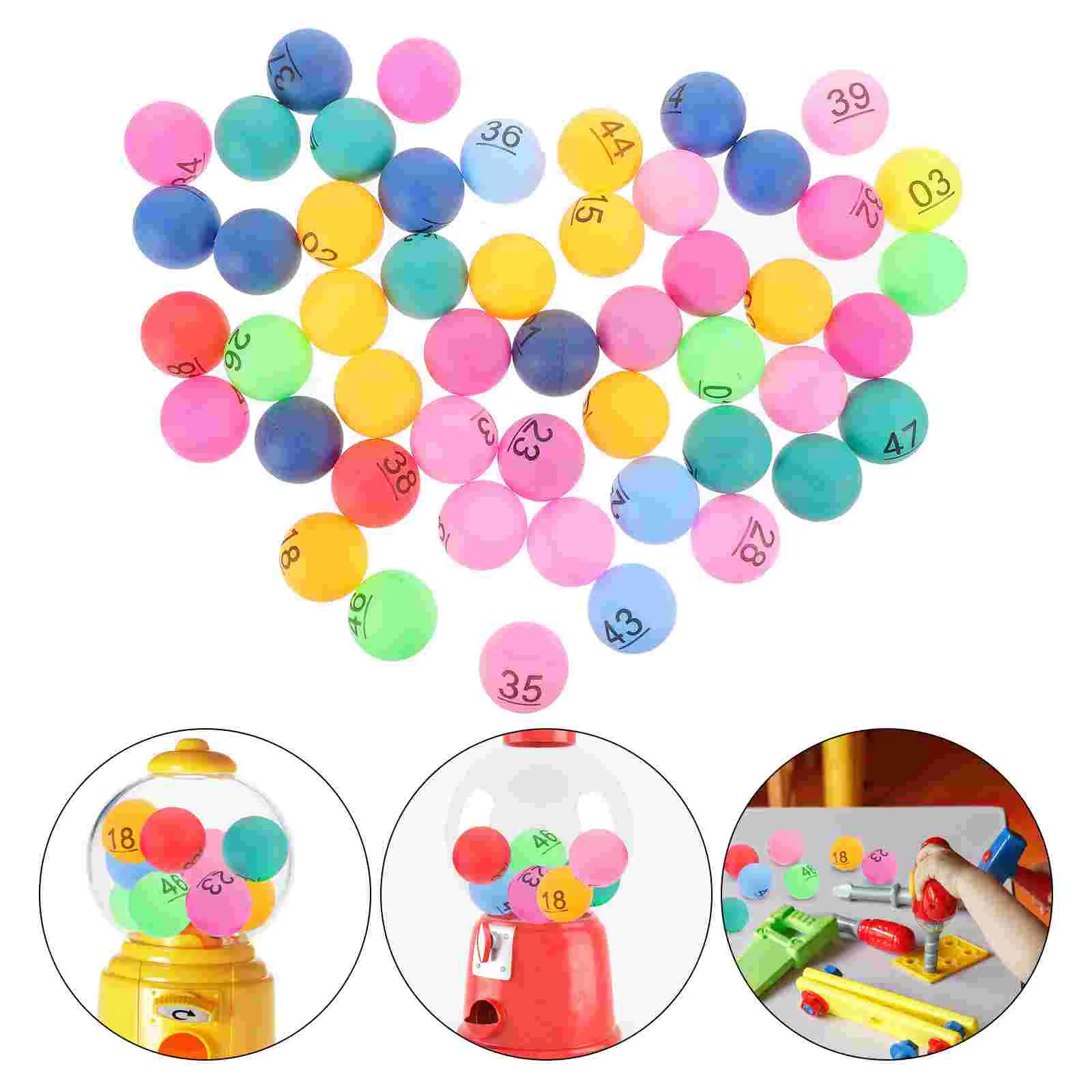 50 Pcs Digital Table Tennis Ball for Lottery Automatic Plastic Balls Entertainment Pp Props Party Game