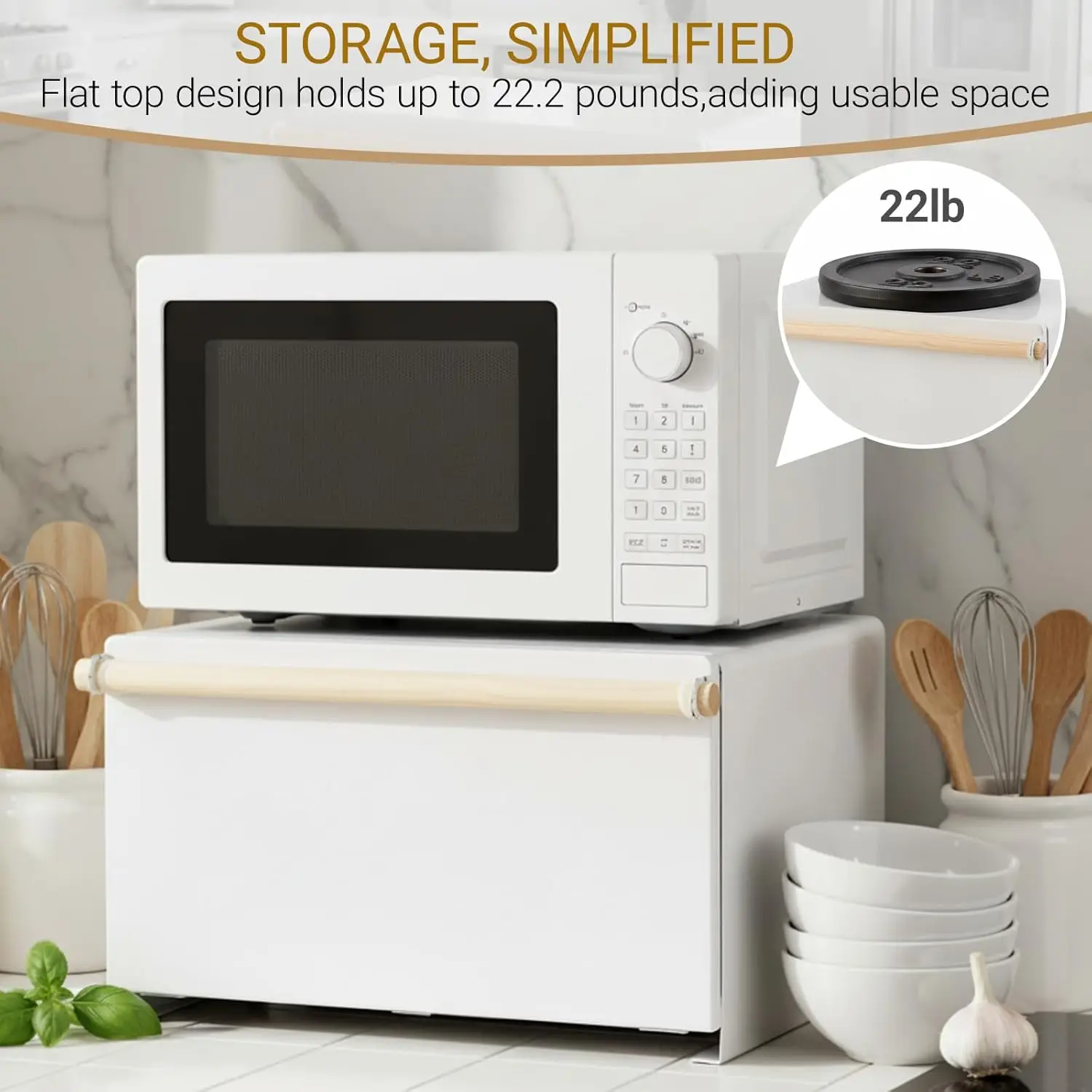 Slim Metal Bread Box with Wood Handle, Space-Saving Kitchen Storage Container for Countertops