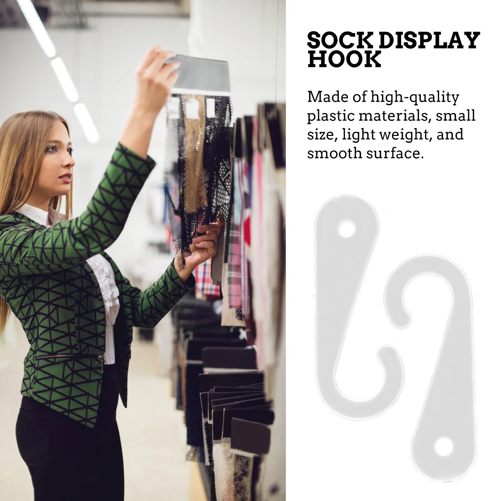 500 Ganchos Colgantes de Plástico en Forma de J para Exhibición de Calcetines, Herramienta de Merchandising para Ropa al por Menor, Colgador de Calcetines