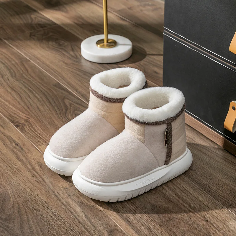 High Top Winte Cotton Boots Platform Women Warm Plush Home Slippers Furry Fashion Ladies Outdoor Causal Snow Boots Indoor Shoes