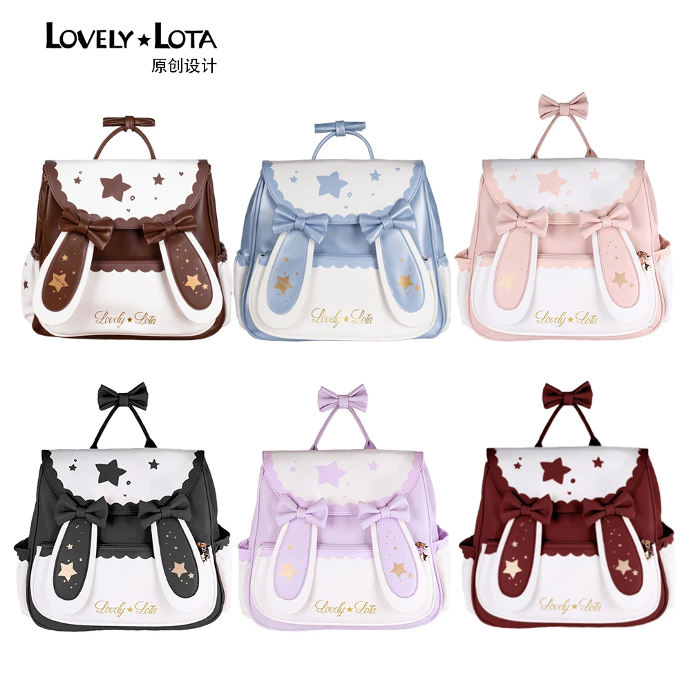 Sweet Lolita Cute Moon Star Rabbit Ruffles Backpack Harajuku Soft Girl kawaii Bow Handbag Gothic Shoulder Bag Student Schoolbag