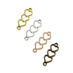 30pcs Alloy Gold Color Heart Charm Connector Hollow Love Connectors For DIY Bracelet Necklace Earring Jewelry Making Supplies