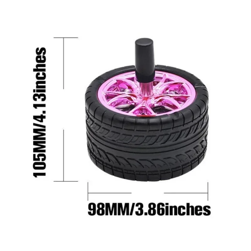 New Creative Tyre Hub Rotating Style Fashion Ash Tray Alloy Round Smokeless Press Up Ashtray portable ashtray