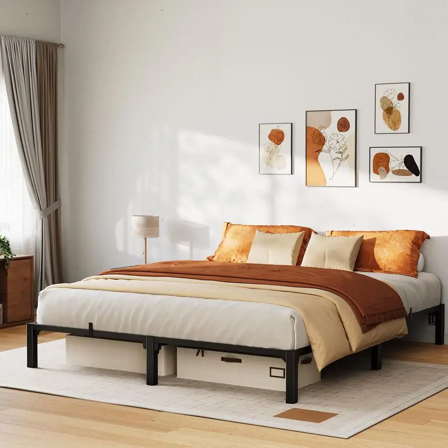 

10 in Full ToolFree Bed Frame, Heavy Duty Metal Platform Bed Frame with Durable Iron Slat Support and Legs, No Box Spring Requi