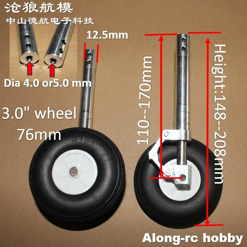 

Height 148 158 to 208mm Strengthened Damping Landing Gear with 3 " Wheel for 5-10kg RC Model Aircraft JET EDF Plane Spare Part