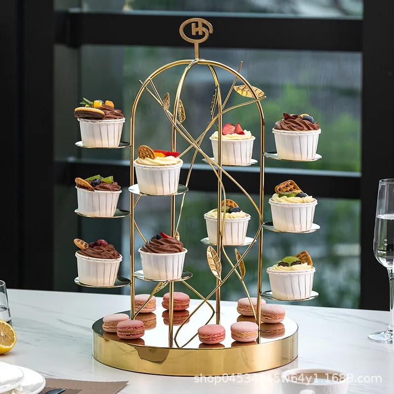 European three-layer afternoon tea snack plate cake rack dessert table ornament display rack tea break table fruit plate shelf