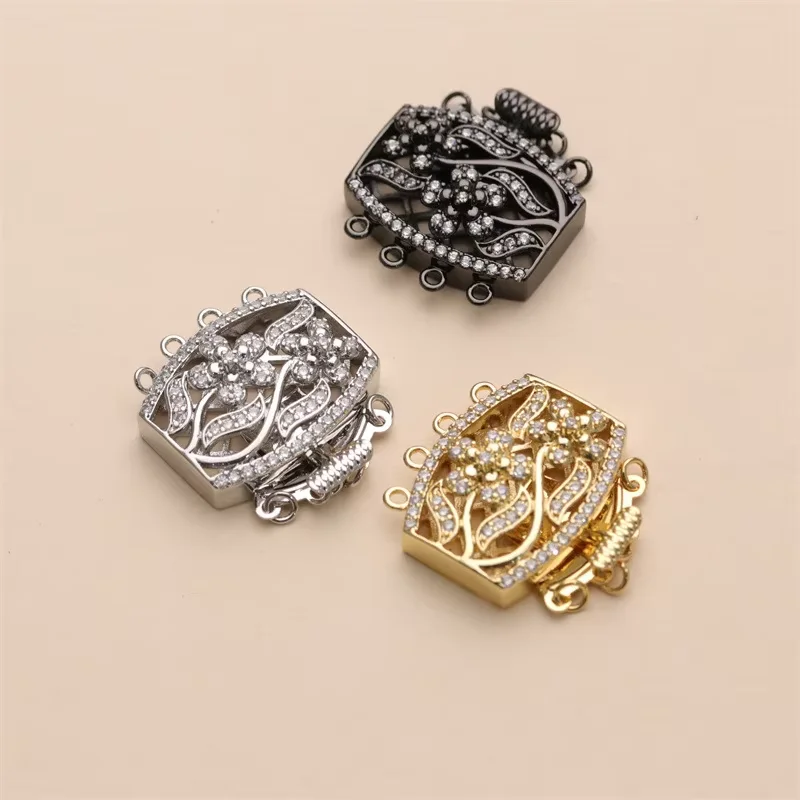 3pcs  26*29mm  Cubic Zircon CZ Micro Pave  Clasp Pendant necklace Bracelet Jewelry Making DIY
