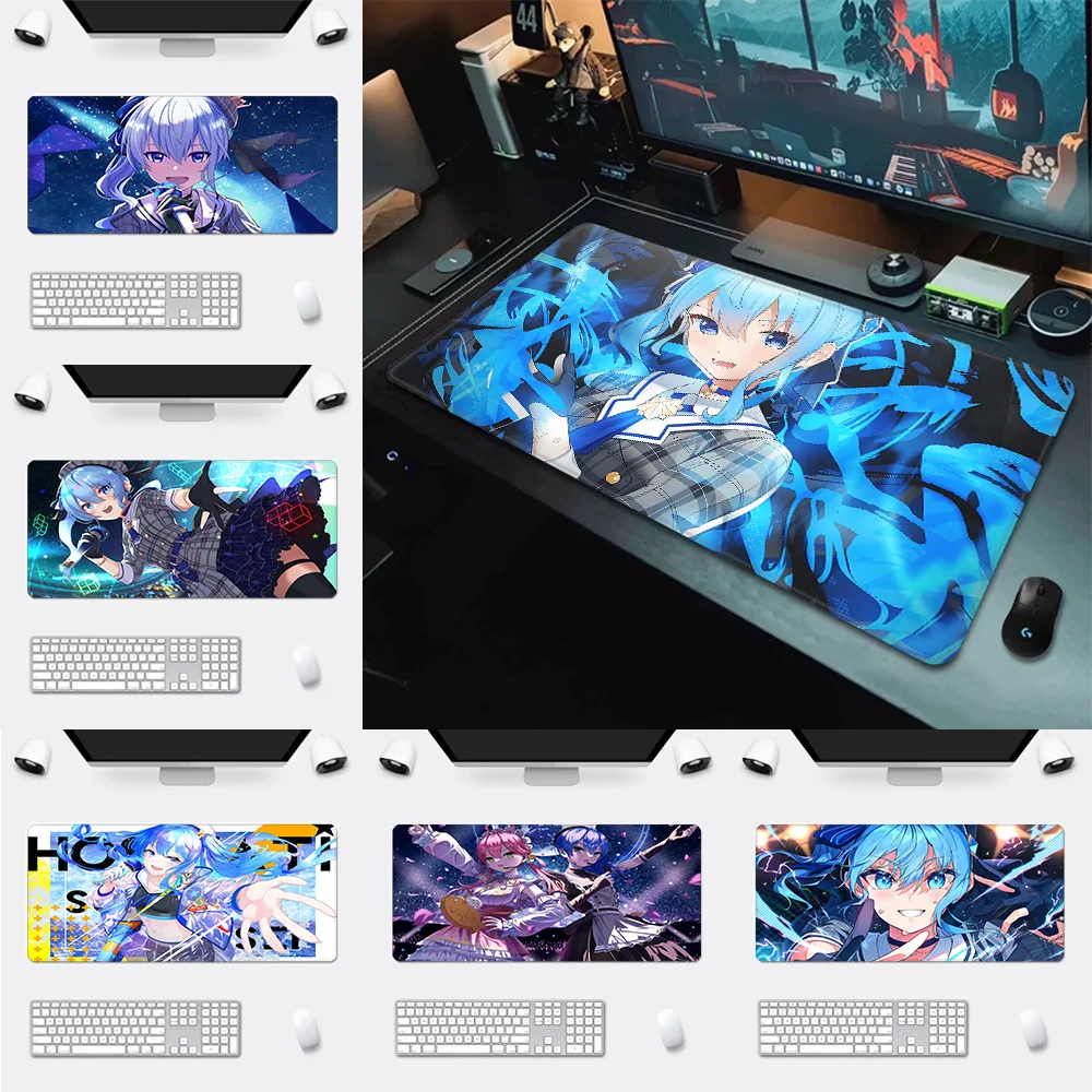 Hoshimachi Suisei Anime Mousepad HD Printing Computer Gamers Locking Edge Non-slip Mouse Pad XXL90x40cm Keyboard PC Desk Pad