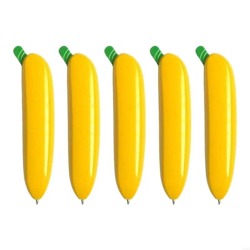 

5Pcs Novelty Banana Shaped Pen Funny Retractable Ballpoint Pen 1.0MM Write Smoothly for Kid Student Game Reward