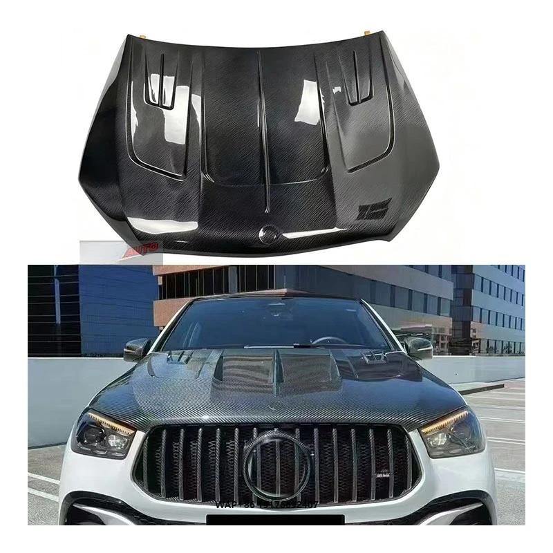 

New Carbon Fiber Car Hood for MercedesBenz GLE53/GLE63/GLE450 2020+ LD Engine-Universal Fitment Black Easy Installation