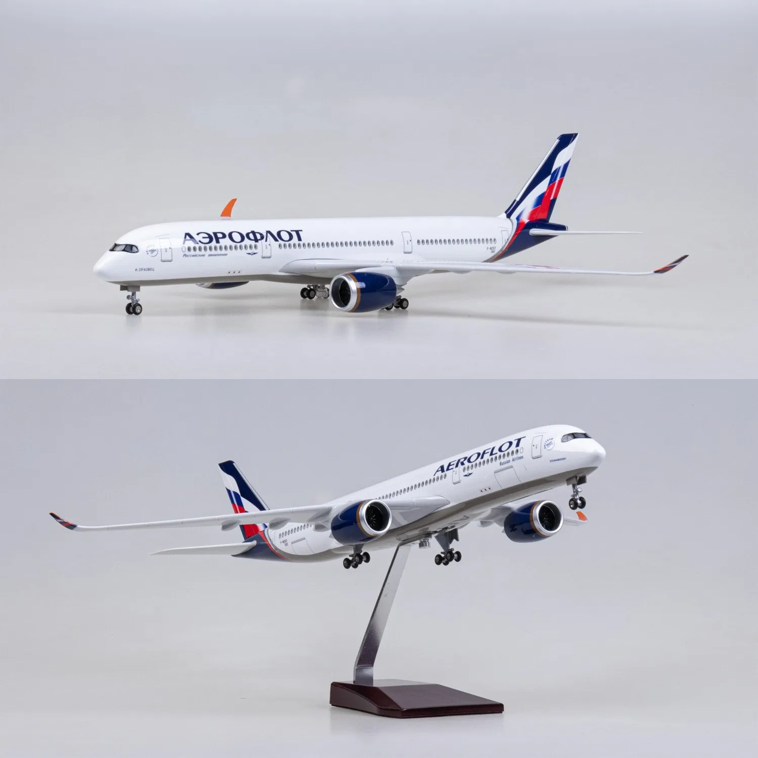 1/142 Scale Russia A350 Collectible Aircraft 47cm Resin Diecast Airplane Model Kit with Stand for Adult Aviation Enthusiast Gift