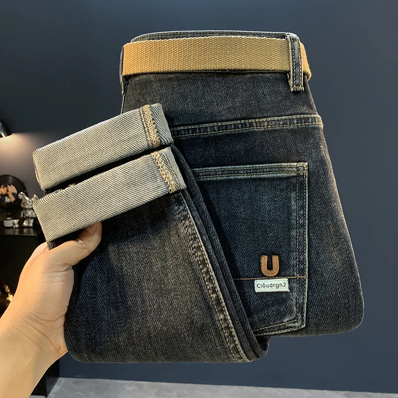 2025 New American Trendy Casual Blue Jeans for Men in Autumn, Versatile, Tailored and Slimming, Conical Small Leg Pants