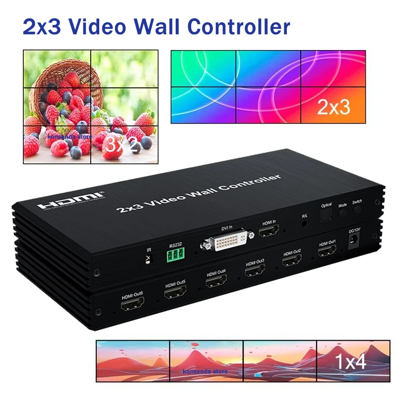 Controller per parete video 2x3 1080P 60Hz TV Splicing Display 2x3 2x2 3x2 4x1 5x1 6x1 6 Schermo Video Wall Stitching Processor Splicer