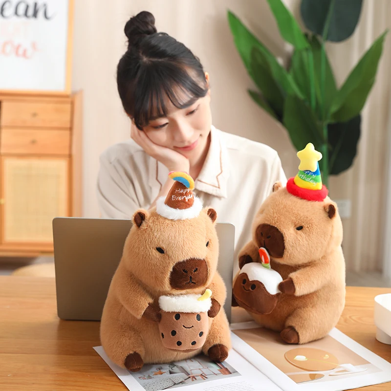 Birthday Capybara Doll Capybara Stuffed Animals Capybara Plush Toy for Kids Capibaras Peluche Girl Gifts Stuffed Kapibara Doll