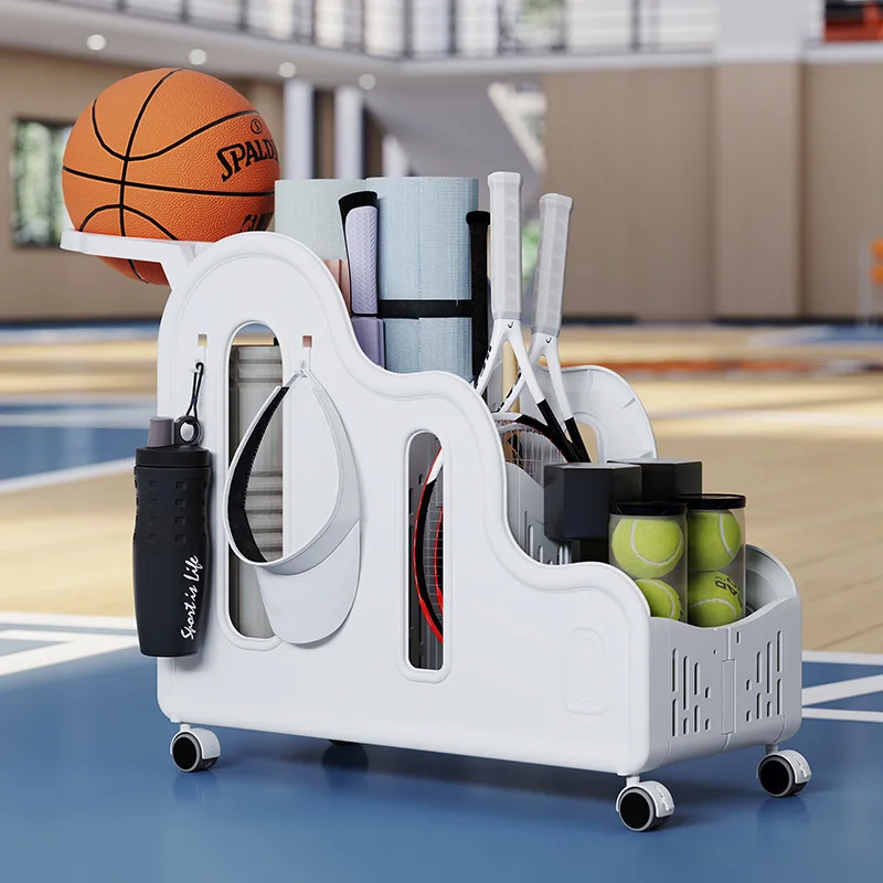 

Home Yoga Storage Basket Fitness Equipment Storage Tube Sports Device Badminton Basketball Multifunctional Storage Shelf