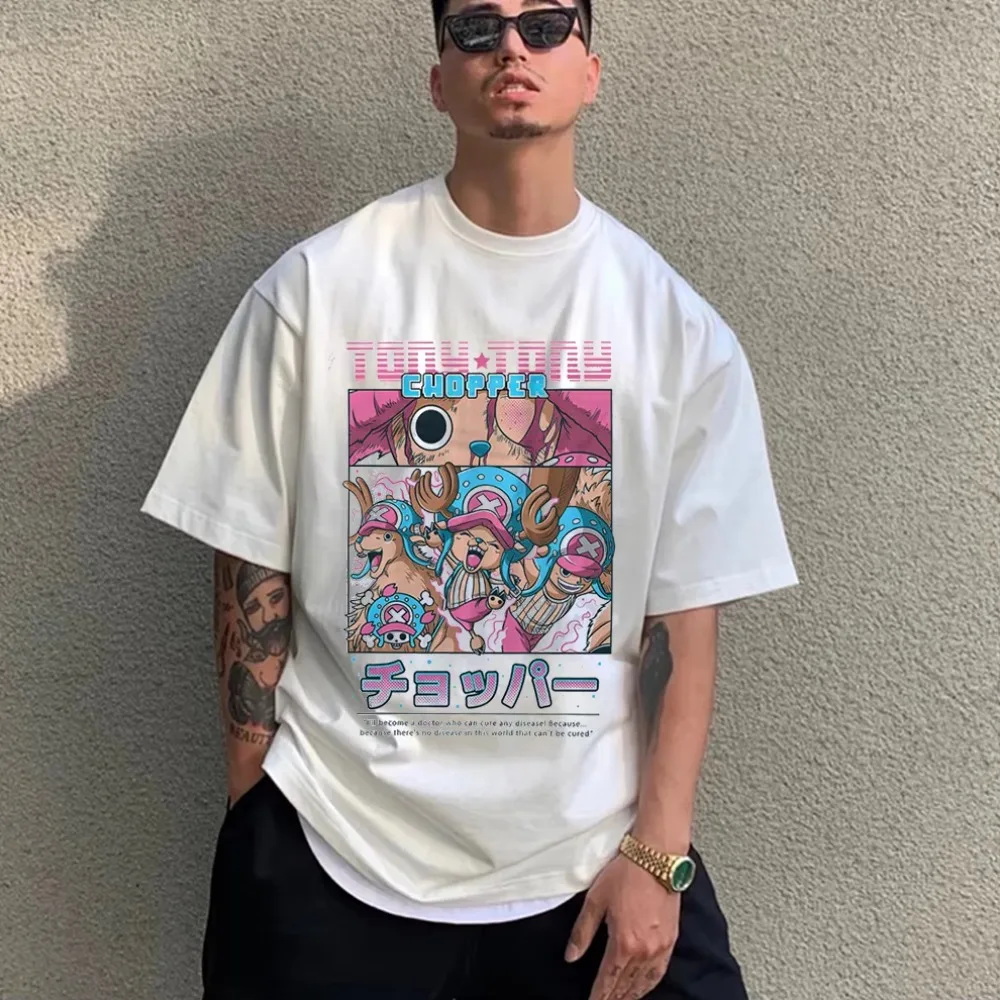

Men's T-Shirt Anime One Peice Chopper Print Summer Clothes Oversized Short Sleeve Tee Cotton Women Graphic Tee Tops Harajuku
