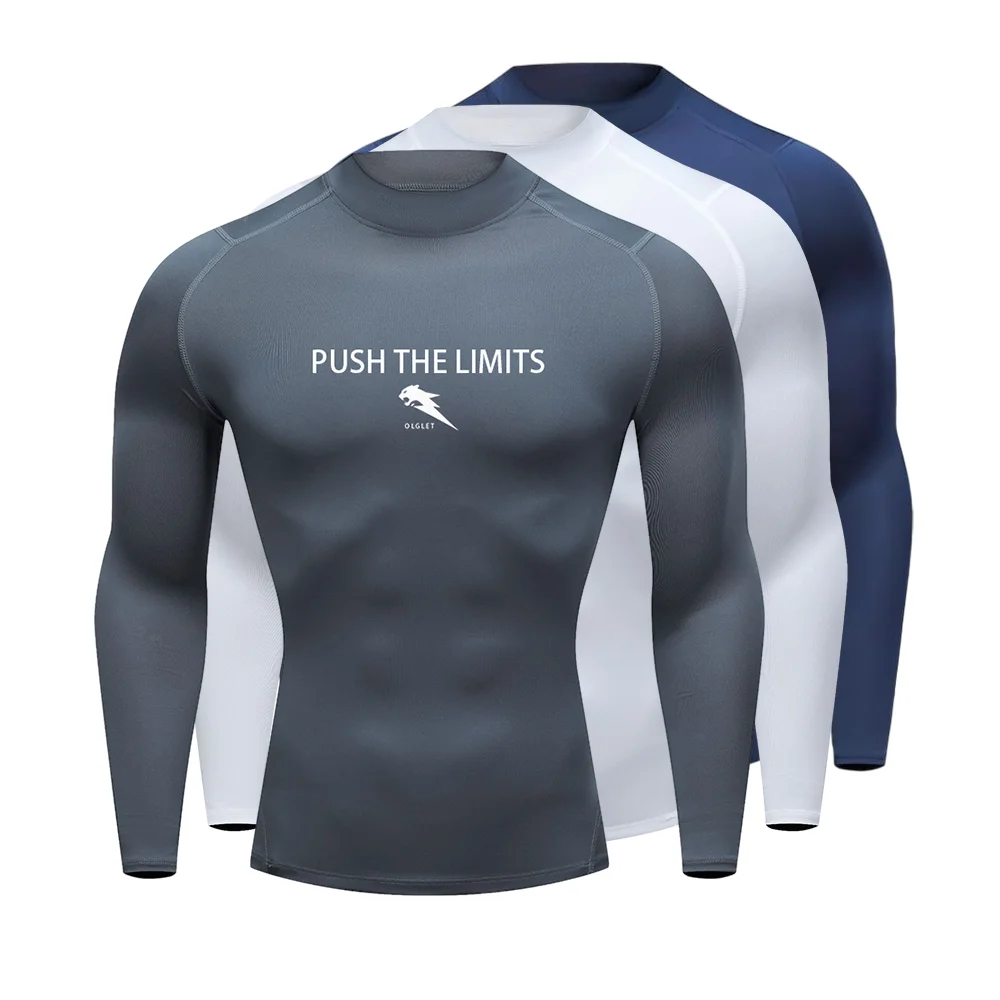 

Autumn New Sports Shirt Men High Stretch Compression T-shirt Long Sleeved Training Top Jogging Sports Wear