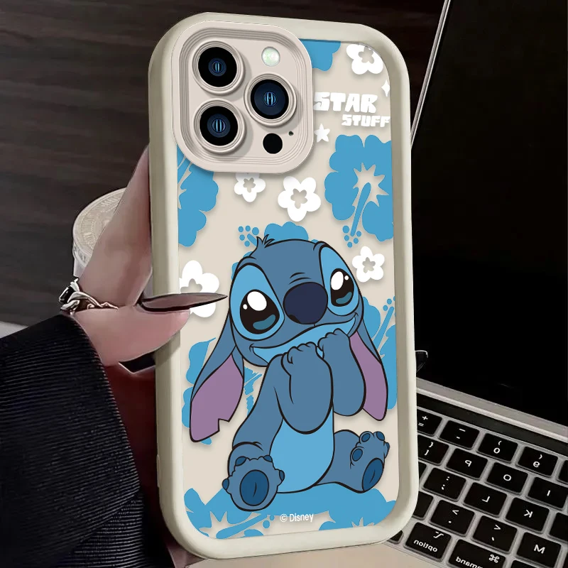Чехол для телефона с мультяшной анимацией Stitch для iPhone 16, 16E, 15, 14, 13, 12, 11 Pro Max X XS X S Max XR SE 2020 SE4 7 8, противоударный чехол