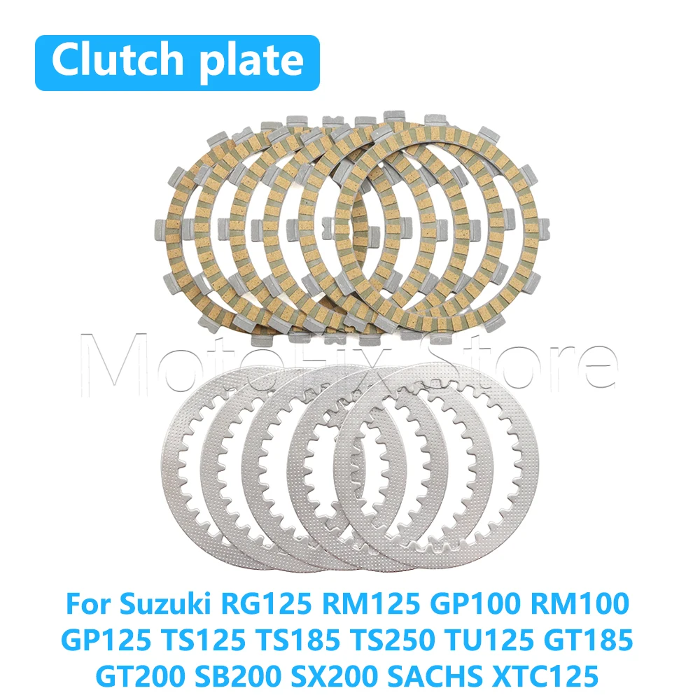 For Suzuki RM100 RM125 GSF250 GSXR250 GSF250 GSX250 TU125 TS250 DR200 DF200 RV200 RM125 Clutch Steel Friction Disc Plate Kit