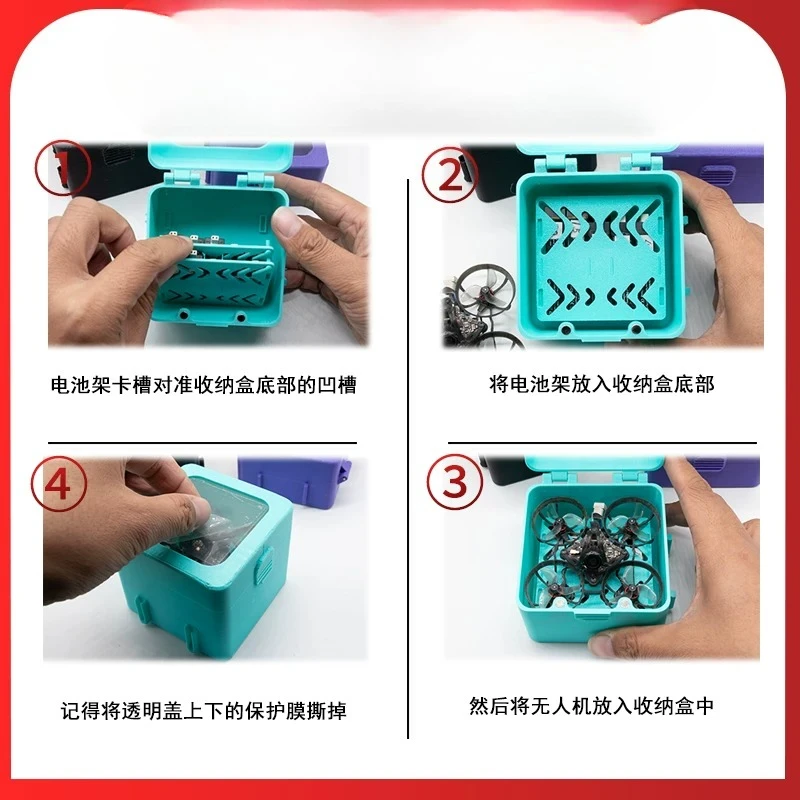 3D Printed Storage Box Anti-collision Protection Case Transparent Top Cap w Battery Rack for Air65 FPV Racing Drone Accessories
