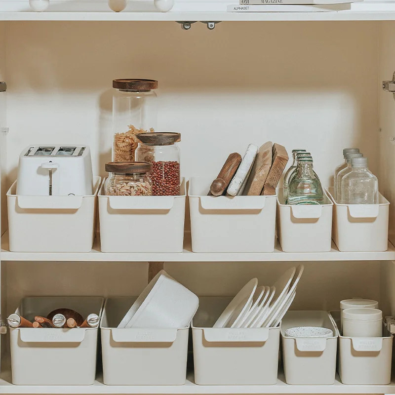 Makeup Cosmetic Kitchen Storage Box Portable With Pulley Tabletop Storage Shelf Plastic Desk Storage Rack Bathroom