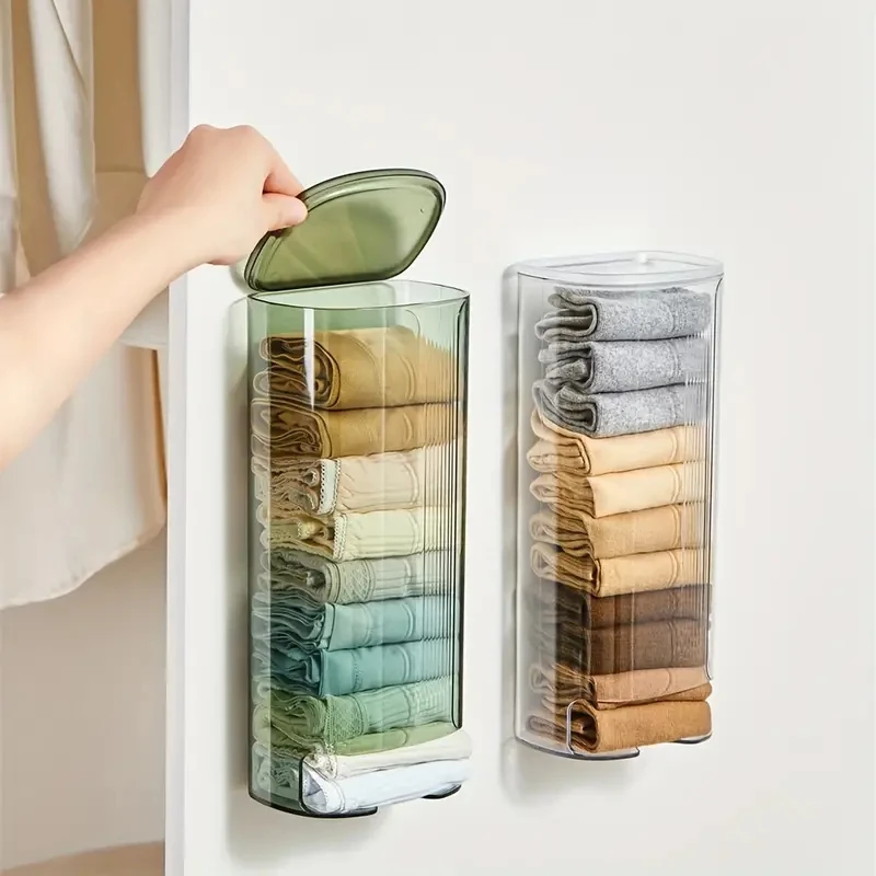 Pull-out Hanging Underwear & Socks Storage Box With Cover, Wall-mounted Storage Box Bathroom, Bedroom Organizer