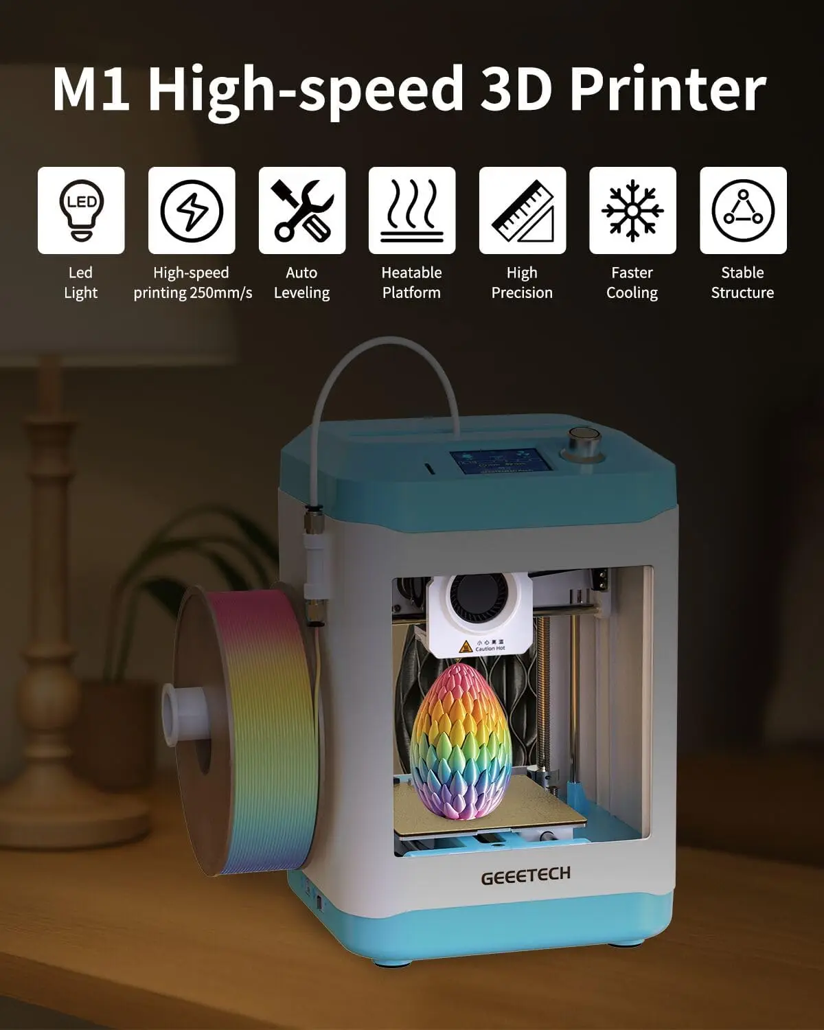 Mini 3D Printer Fully Assembled Kids Beginners Complete Starter Kit Auto Leveling 3D Printing Machine Filament Roll SD Card High