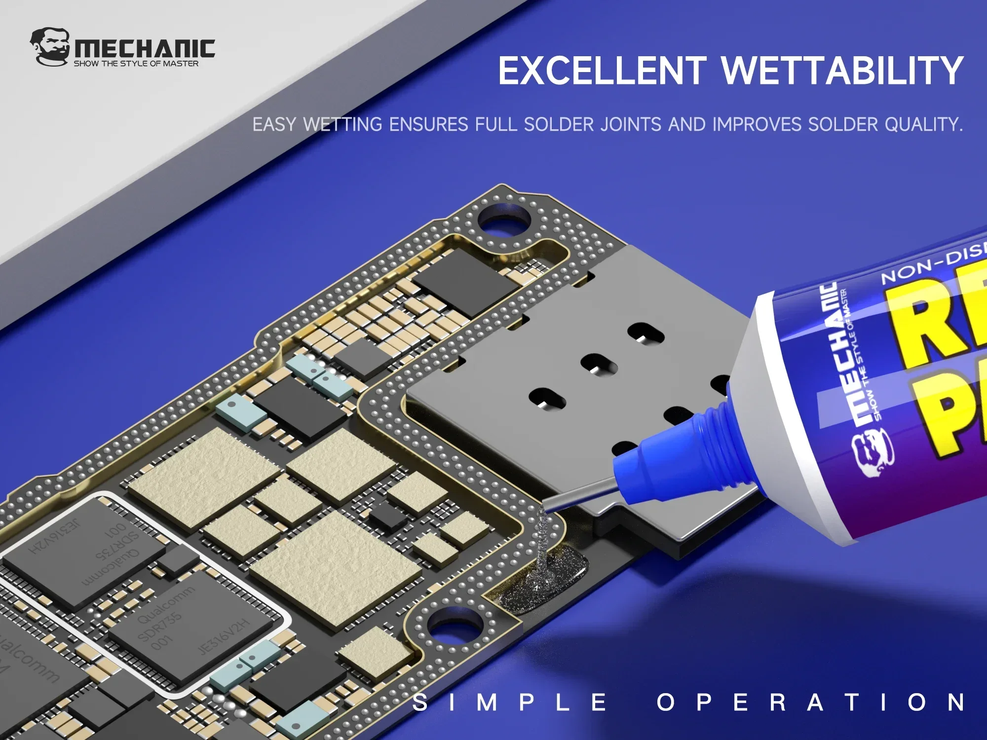 Mechanic G100 No-disassembly repair paste is suitable for lead-free repair of mobile phone chips tail plugs motherboard screws