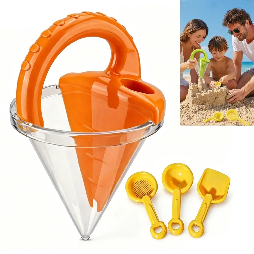 4PCS/Set Beach Children Wash Sand Overflow Funnel - Hand-Held Creative Sand Hopper for Outdoor Family Beach Sand Play