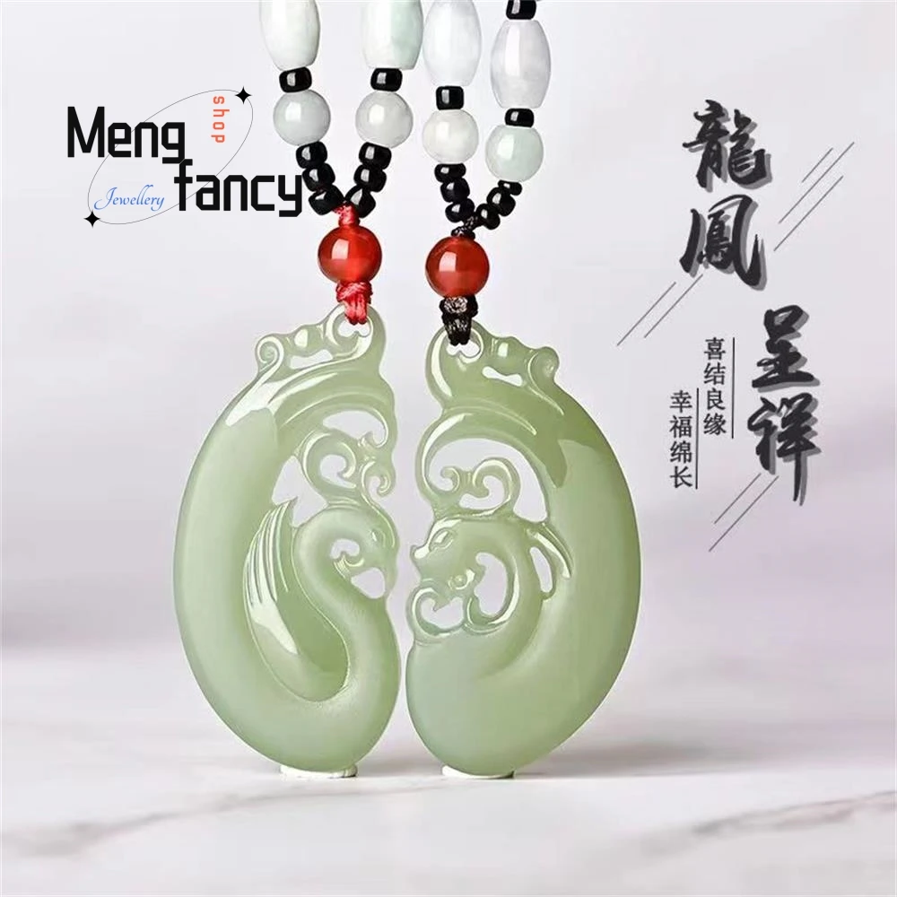 Natural Hetian Jade Dragon and Phoenix Pei Jade Exquisite Elegant Simple High-grade Pendant Couple Luxury Charms Fashion Jewelry