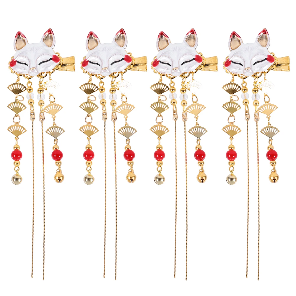 

4pcs Fox Hairpin Retro Tassel Vintage Chinese Style Hair Clip For Girls Festival Party Daily Wear Alloy Barrettes Hanfu Headwear