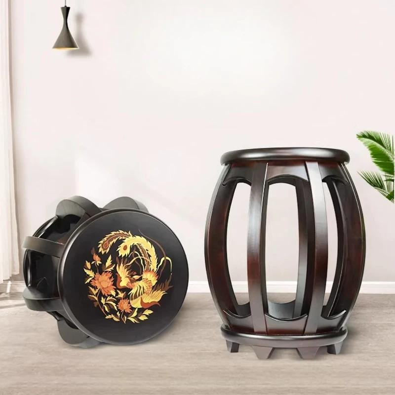 

Solid Wood Dunhuang Guzheng Stool Chinese Style Drum Bench with Thickened Legs Traditional Round Seat for Music Performances