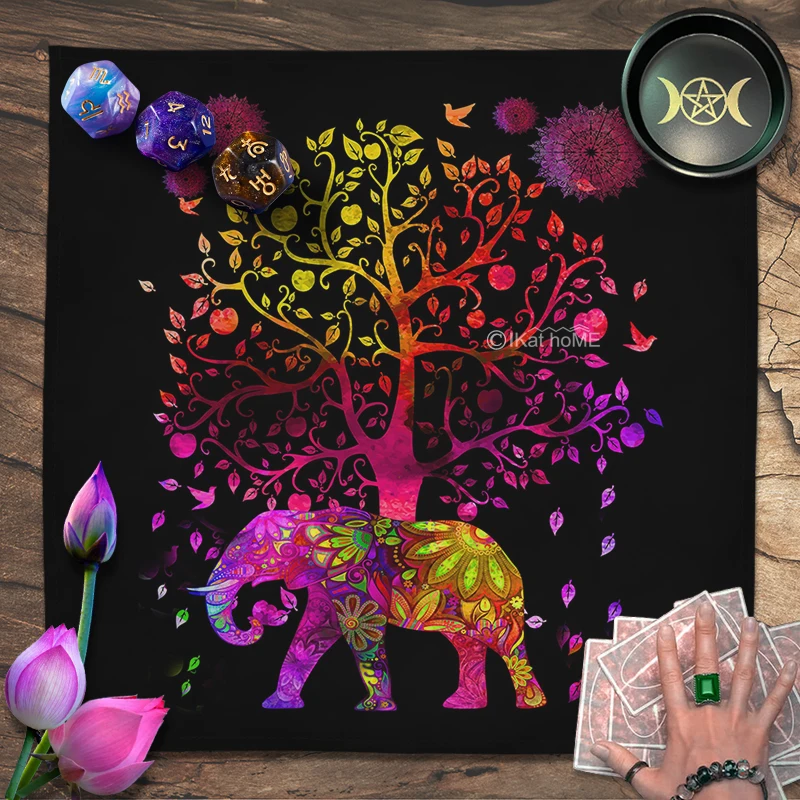 

Tribal Elephants Tapestry Wall Hanging Tree Of Life Tarot Tablecloth Altar Cloth Boho Decor Pendulum Witchcraft Oracle Card Mat