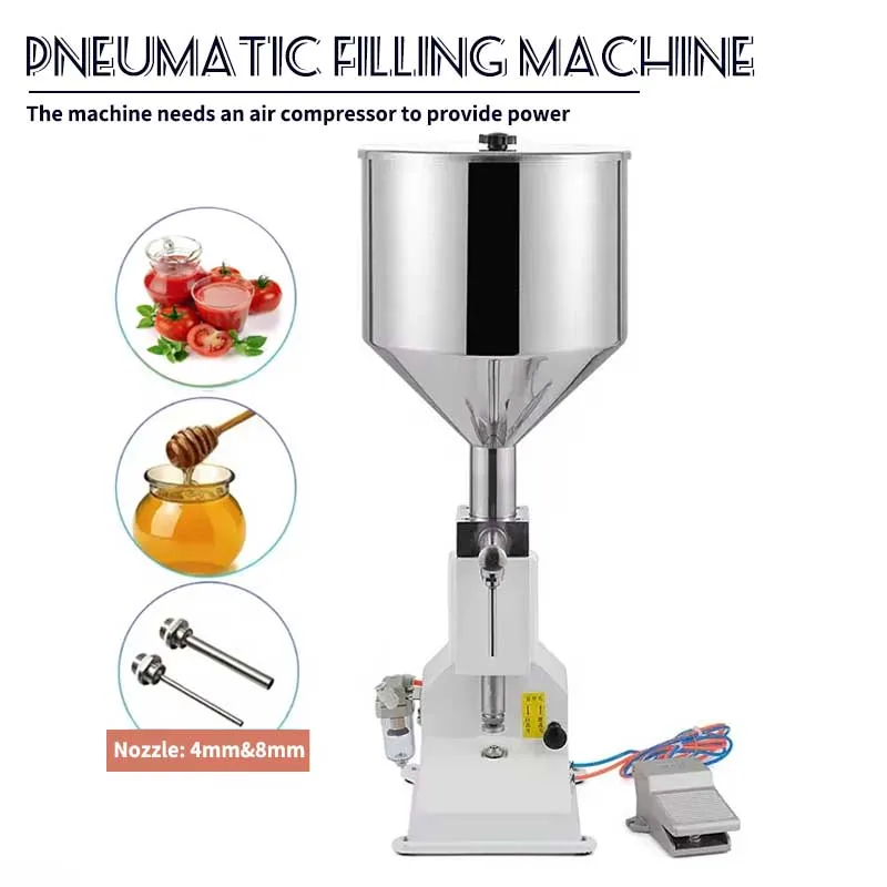 1- 100ml Pneumatic Filling Machine Cream Food Paste Dispensing Liquid Packaging Equipment Stainless Steel
