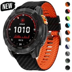 22/26mm Carbon Fiber Silicone for Garmin Fenix 8/5/6X/7x/Tactix7pro Quick Fit Watch Band Loop Strap Replacement for Garmin Watch
