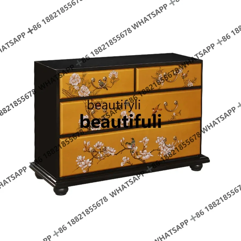 xxzNew Chinese-style solid wood porch cabinet, simple household foyer partition cabinet, bed end, screen cabinet