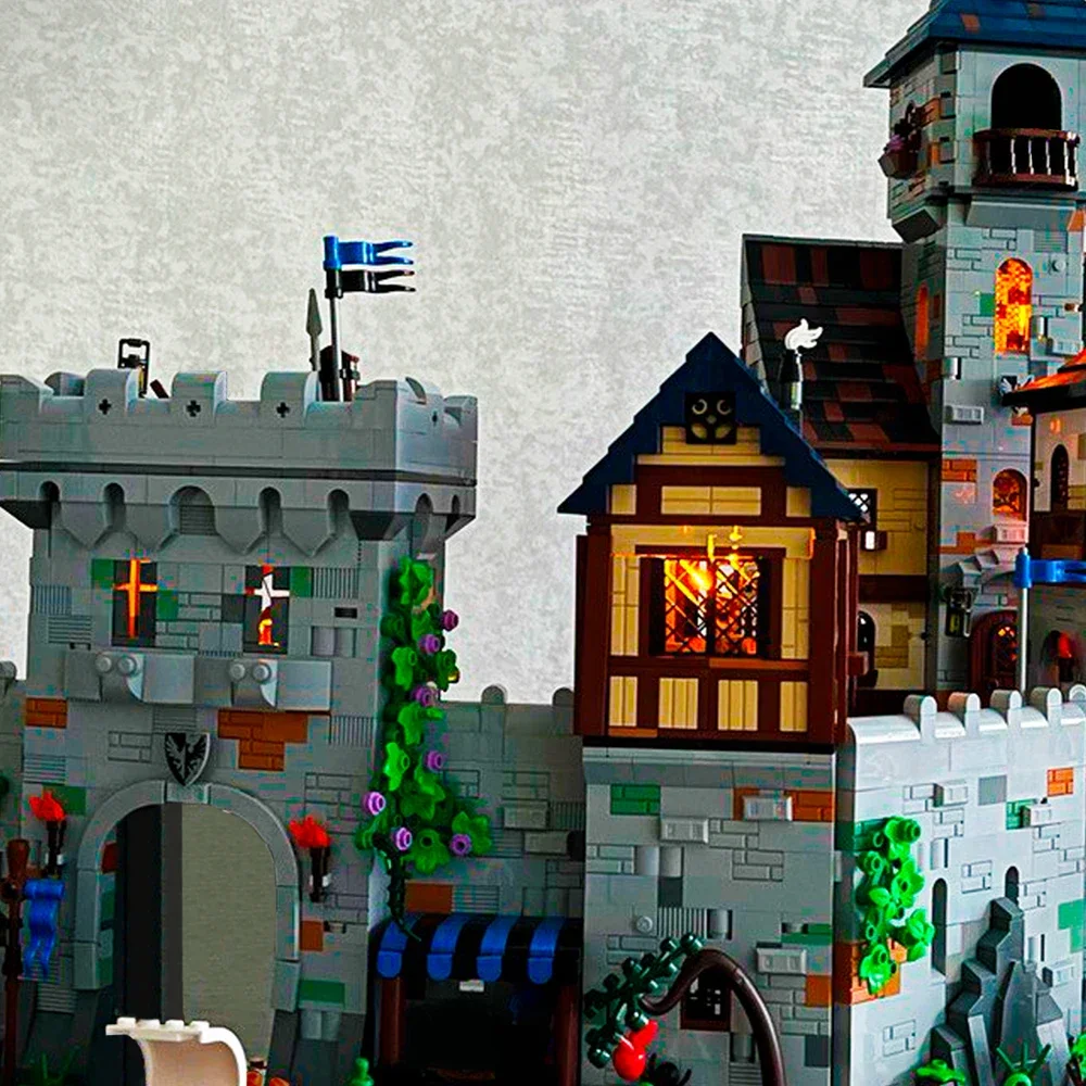 MOC Black-Hawks Kasteel Middeleeuwse Architectuur Bouwstenen Falcon Ridders Fortress Kasteel 31120 Model Bricks Speelgoed Kids Gift