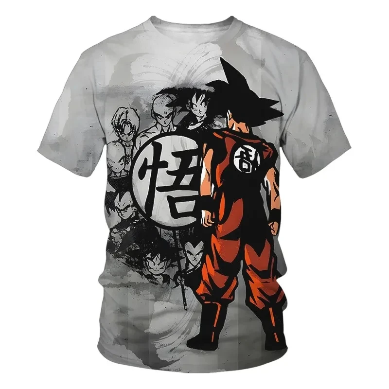 Camiseta de Dragon Ball para niño y mujer, camisa de manga corta con figuras de Anime, Son Goku, Vegeta, ropa de verano