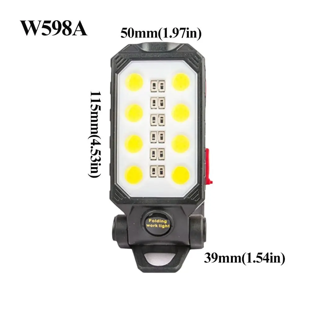 Magnetic Hook Portable LED Worklight Waterproof Design Super Bright Rechargeable Flashlight Power Display COB Work Light