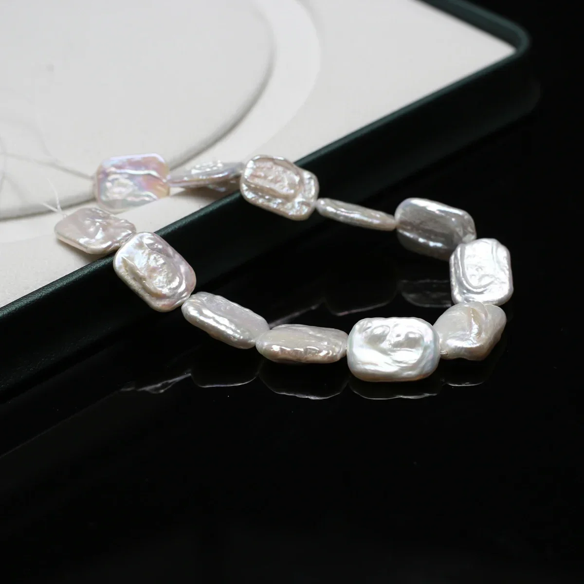 12x16mm Rechteckige Perlen 18cm Natürliche Süßwasserperlen-Strang für Schmuckherstellung DIY Armband Ohrringe Zubehör – Detail 3