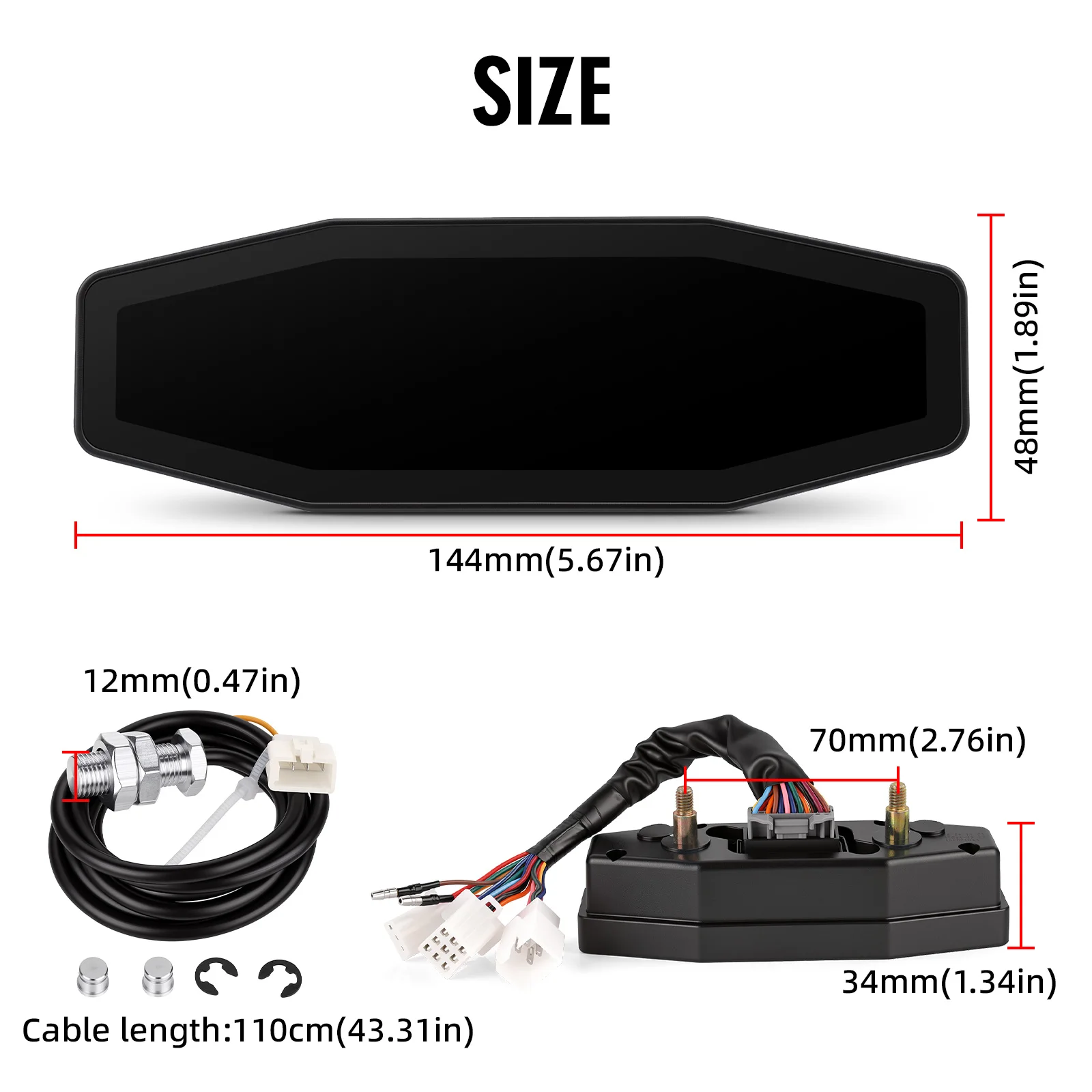 12V Motorcycle Speedometer Smart Fuel Level RPM Mileage Time Voltage Gear Clock Display Gauge With Sensor Motorcycle Instrument