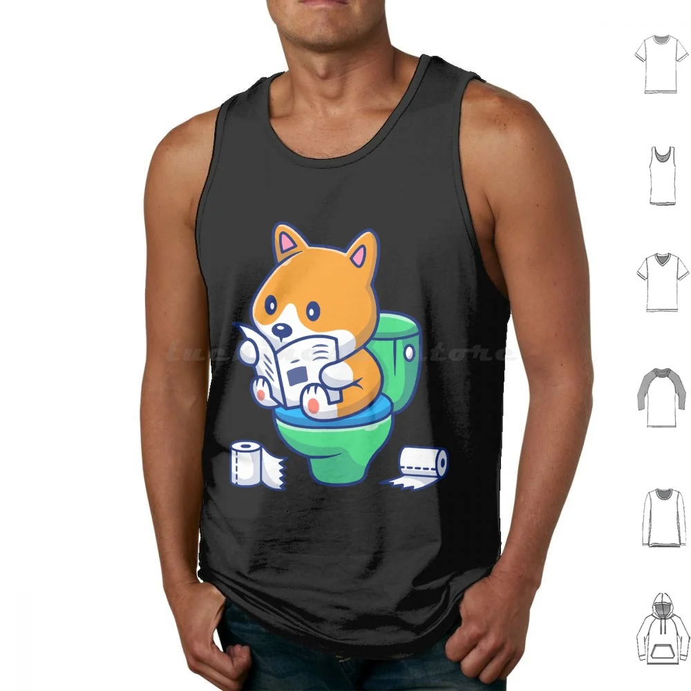 Cute Dog Poop And Read Cartoon Tank Tops Print Cotton Cute Dog Poop And Read Cartoon